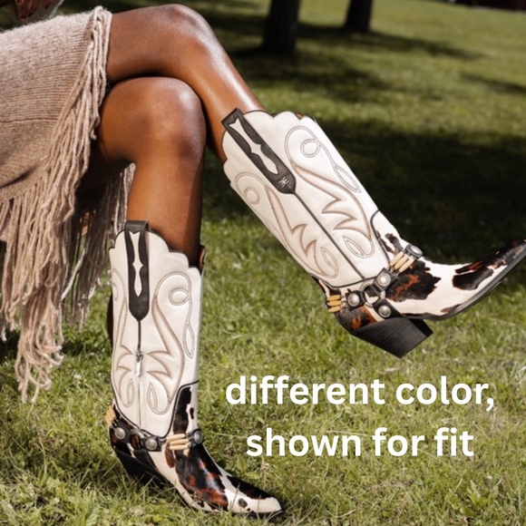 NEW Sam Edelman Jackie Western Boot Chestnut Leather 7.5 - Picture 2 of 16